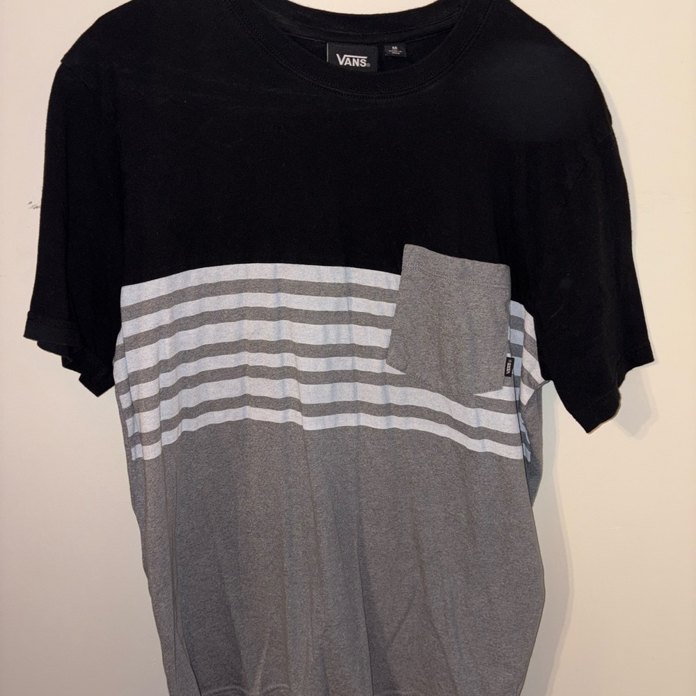 Vans Men's Black and Gray Colorblock Tee